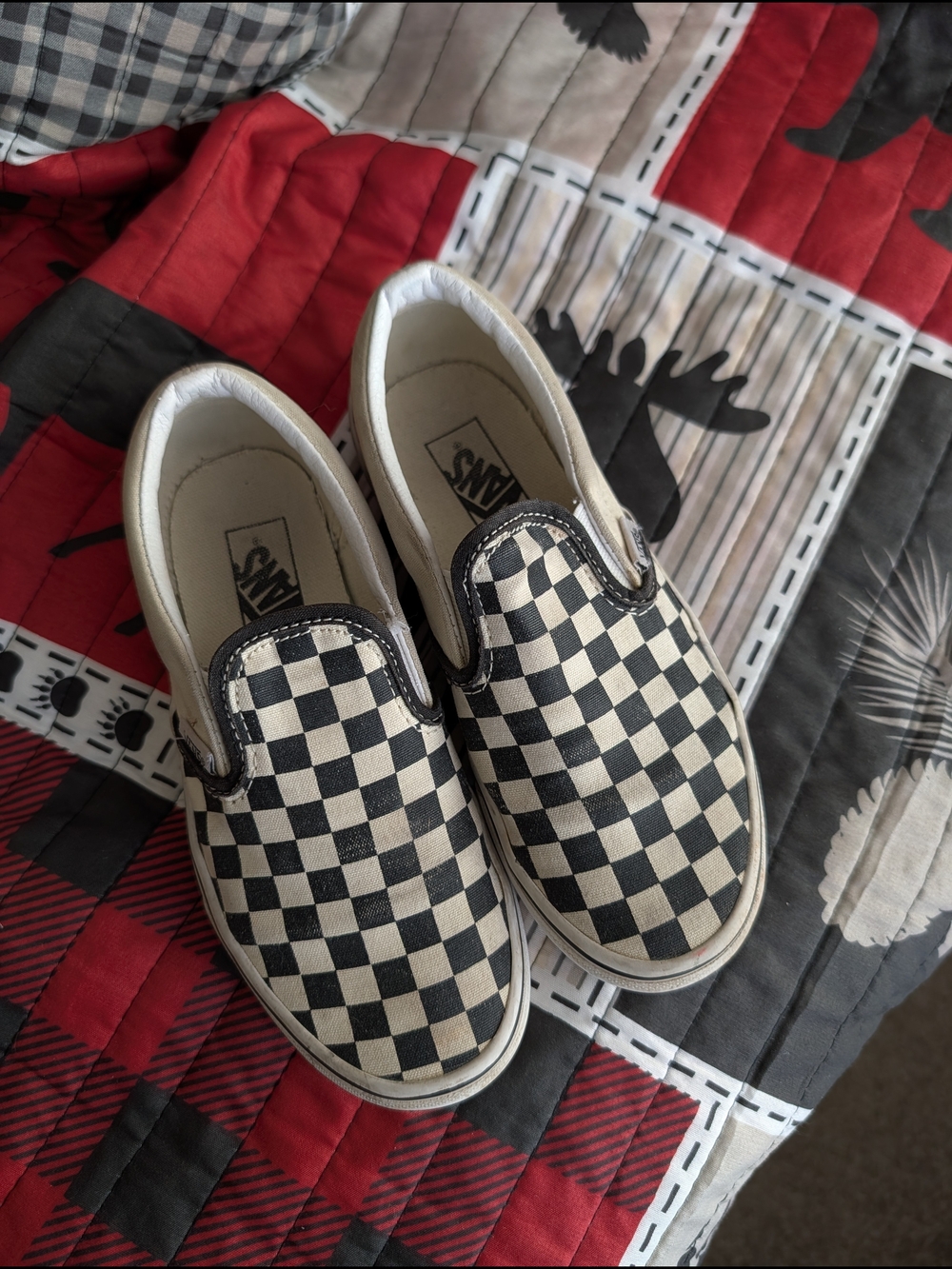 Vans Kids Checkerboard Slip-On Sneakers - Black & White
